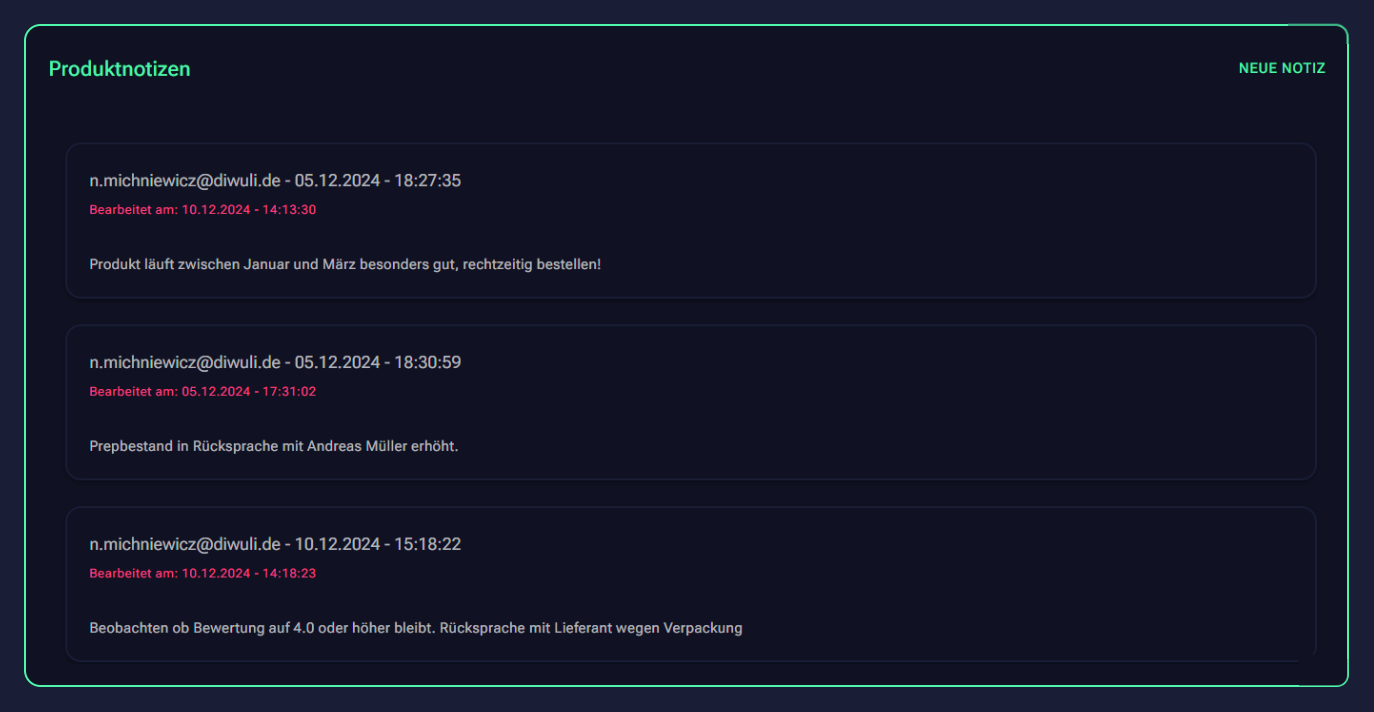 Produktnotizen